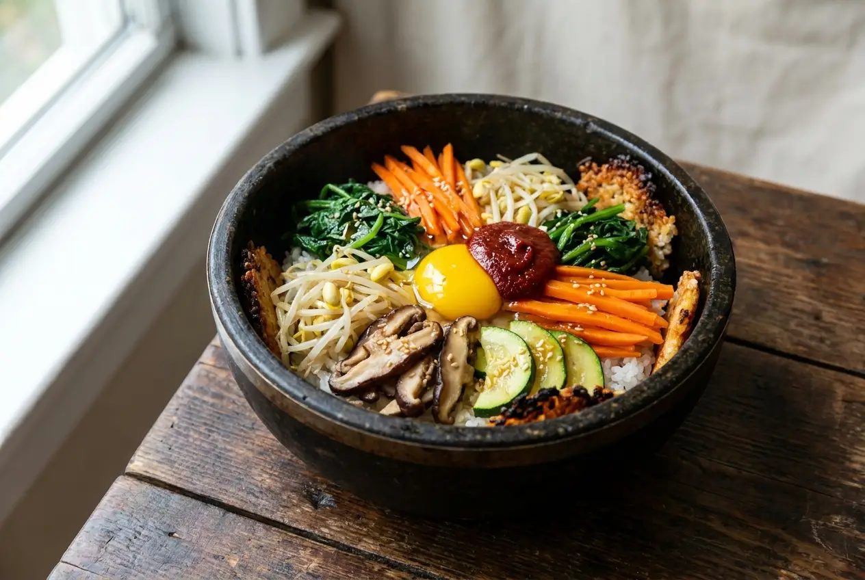 Illustration of Bibimbap (Mixed Rice Bowl)