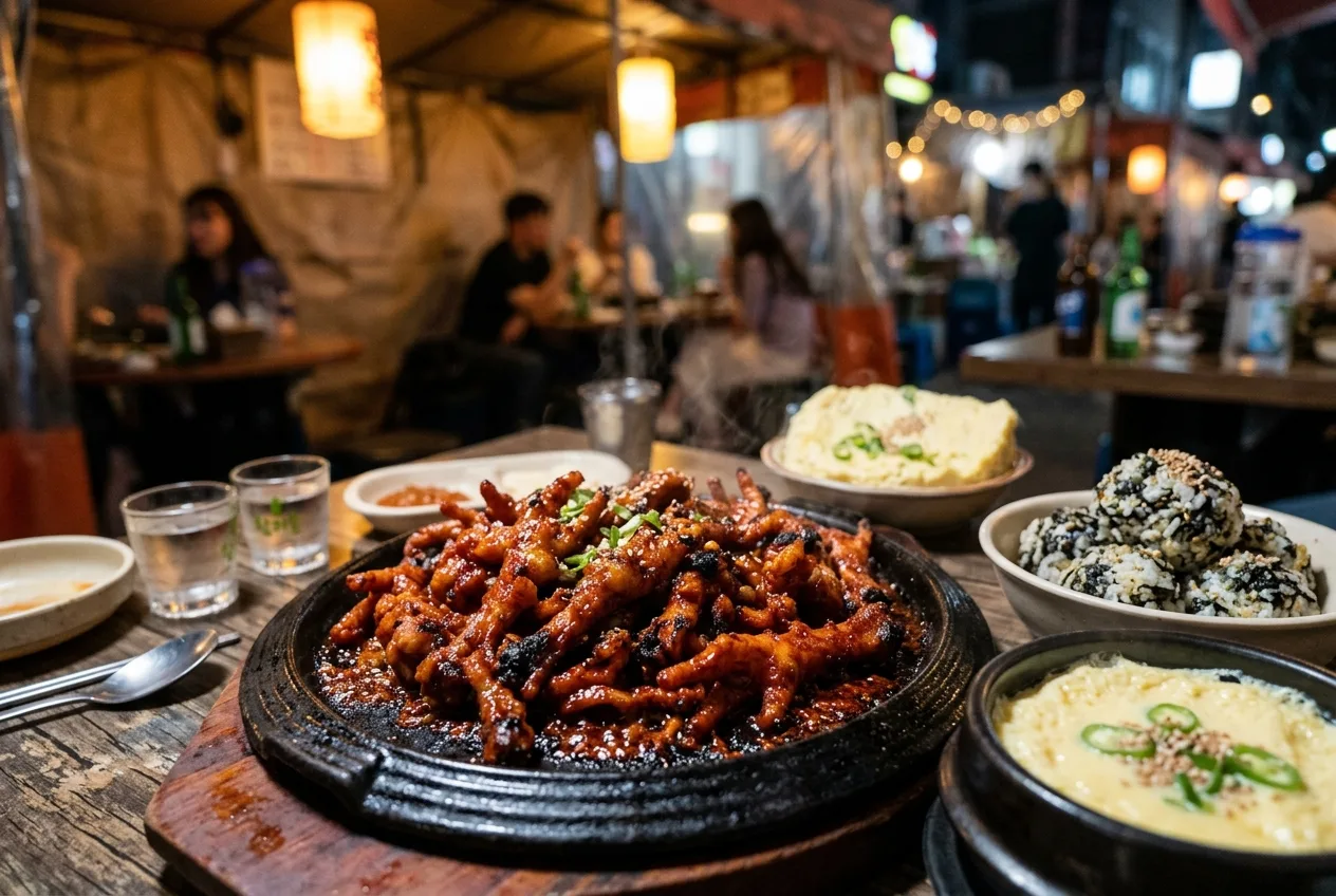 Illustration of Dakbal (Fire-grilled Spicy Chicken Feet)