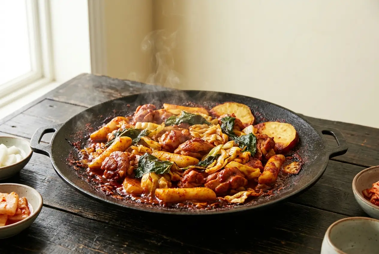 Illustration of Dakgalbi (Spicy Stir-fried Chicken)