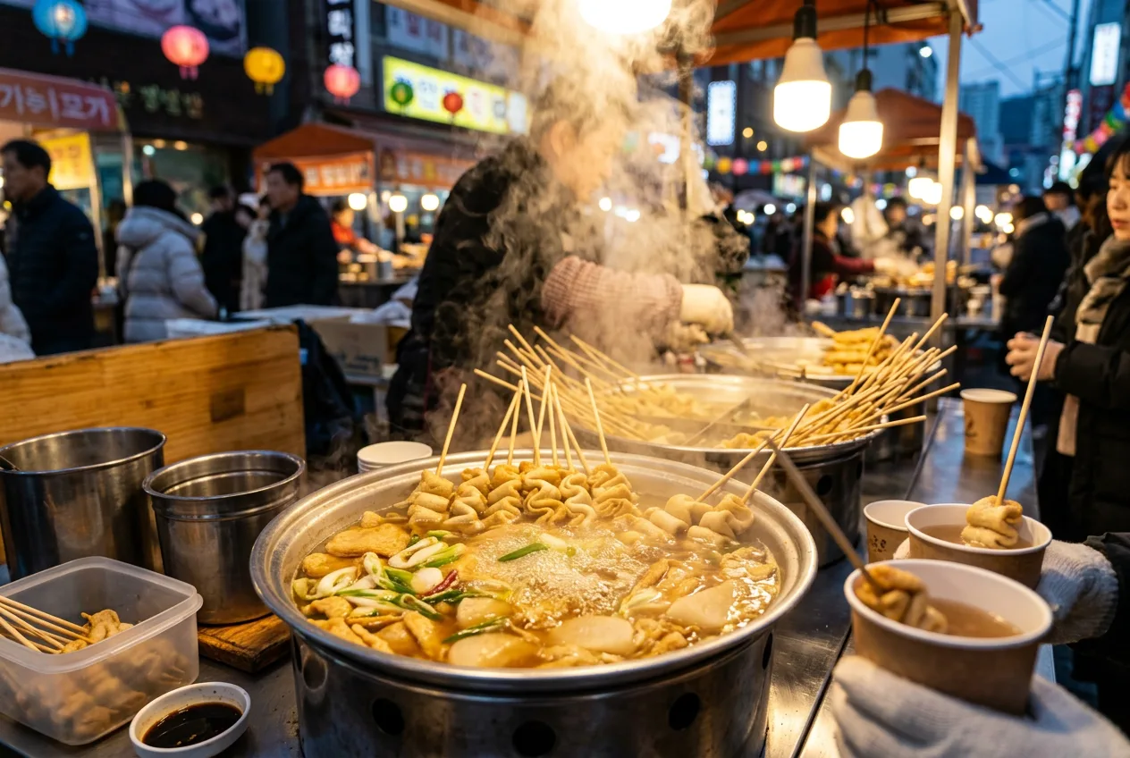 Illustration of Eomuk-tang (Fish Cake Soup)