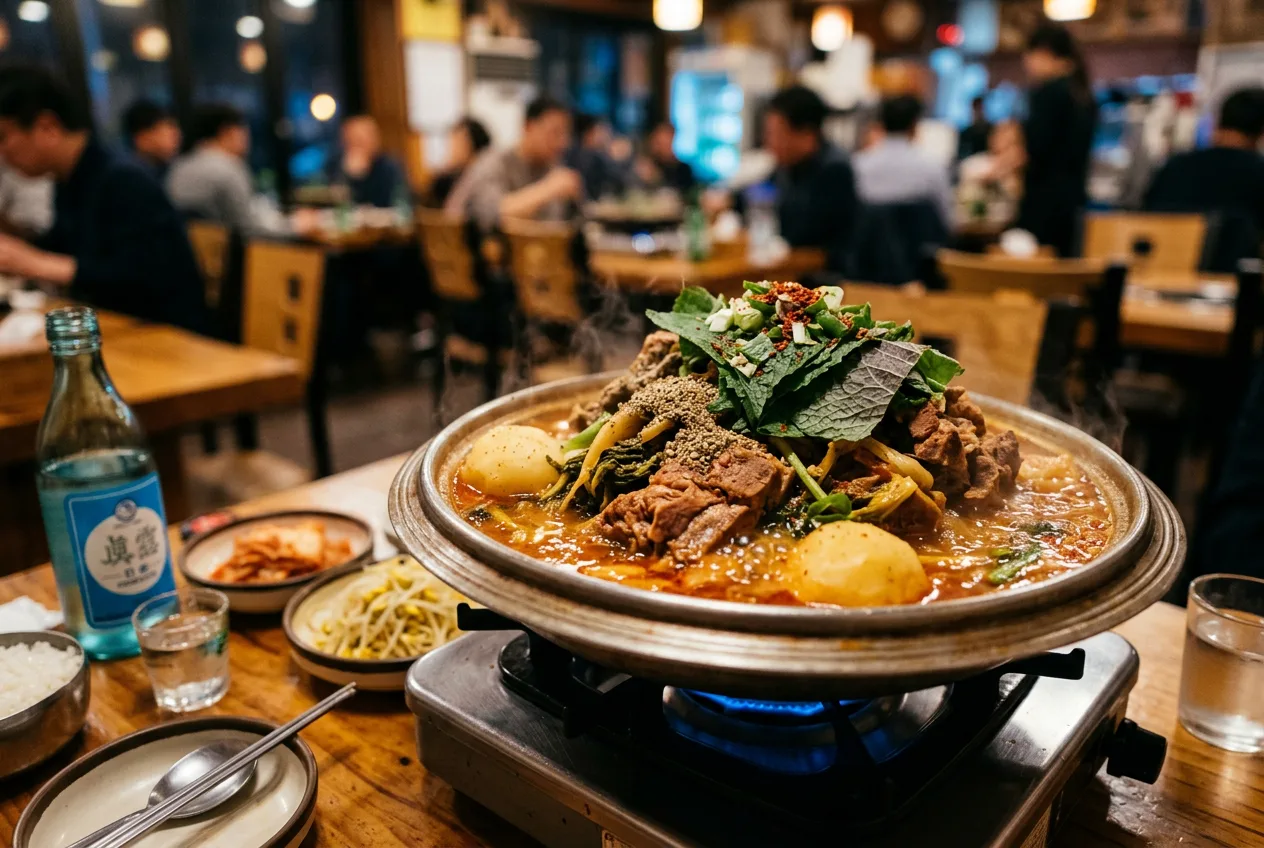 Illustration of Gamjatang (Pork Backbone Stew)