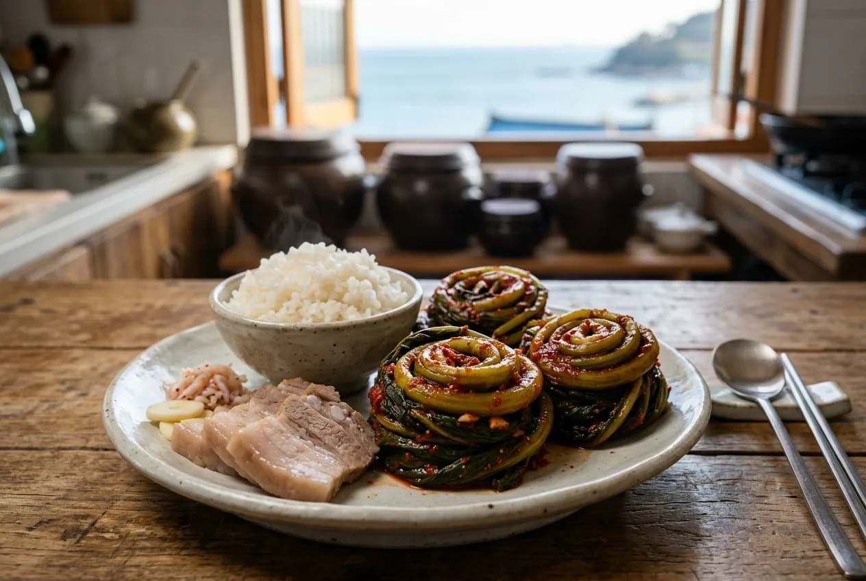 Illustration of Gat-kimchi (Mustard Green Kimchi)