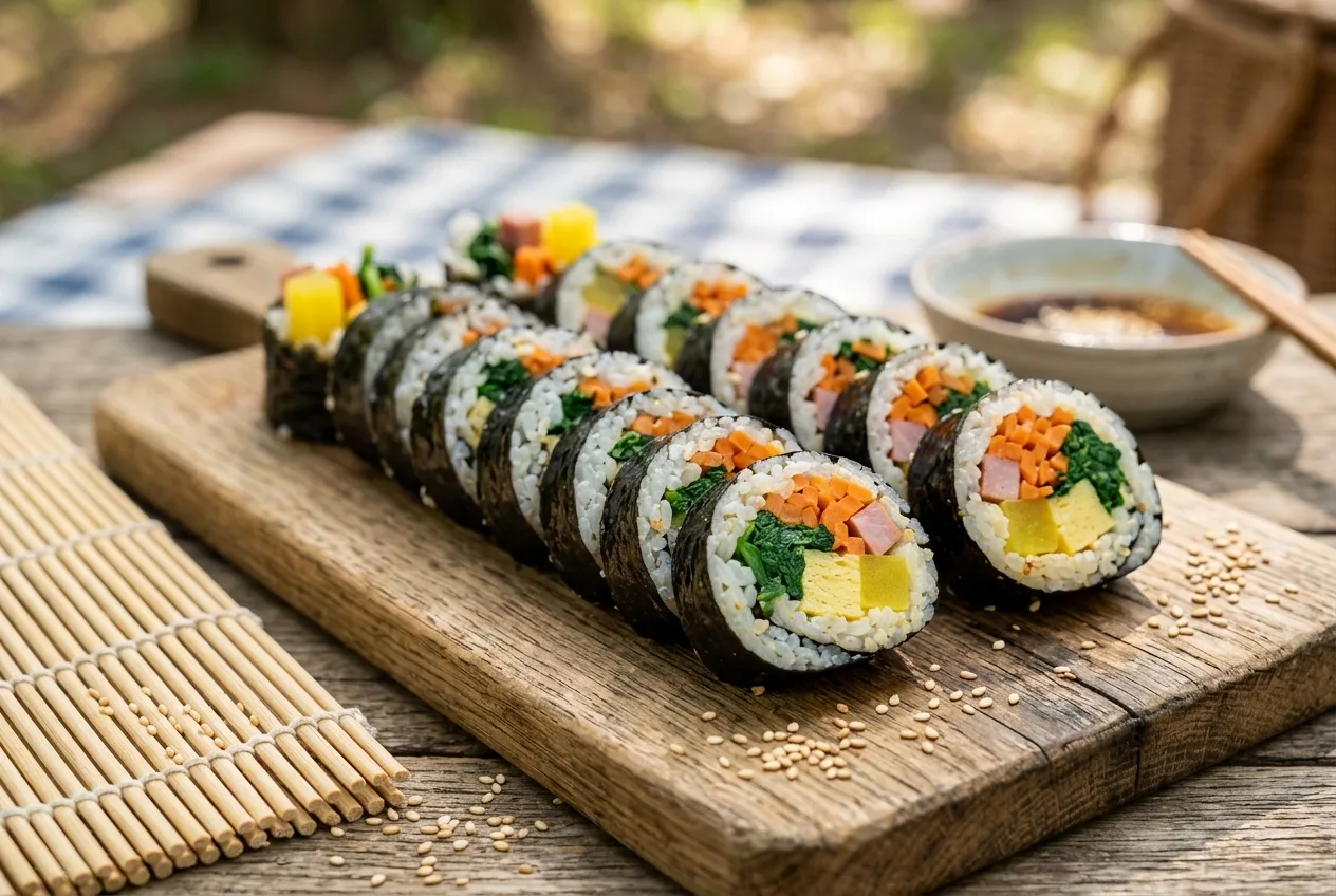 Illustration of Gimbap (Seaweed Rice Rolls)