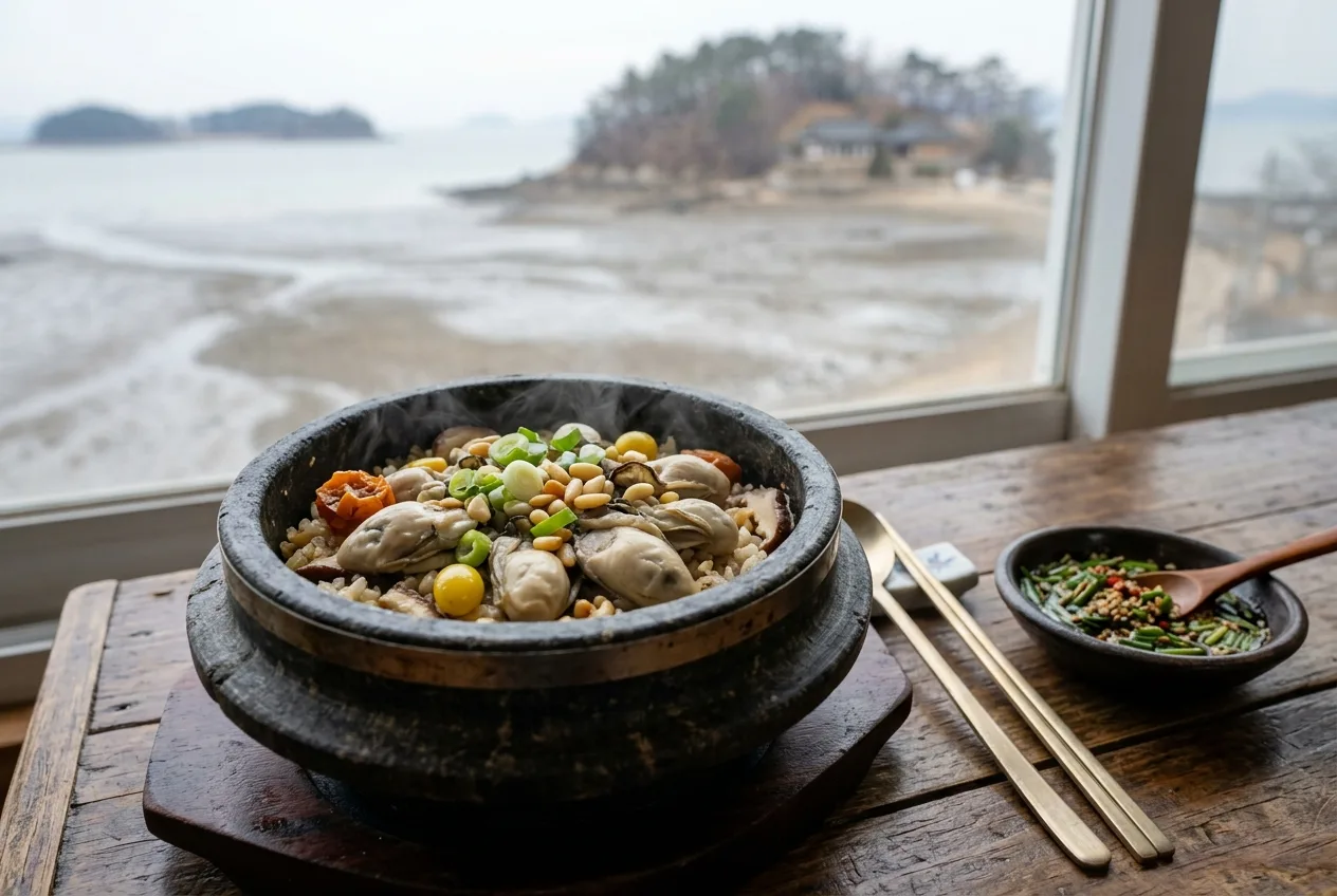 Illustration of Gul-bap (Oyster Rice)