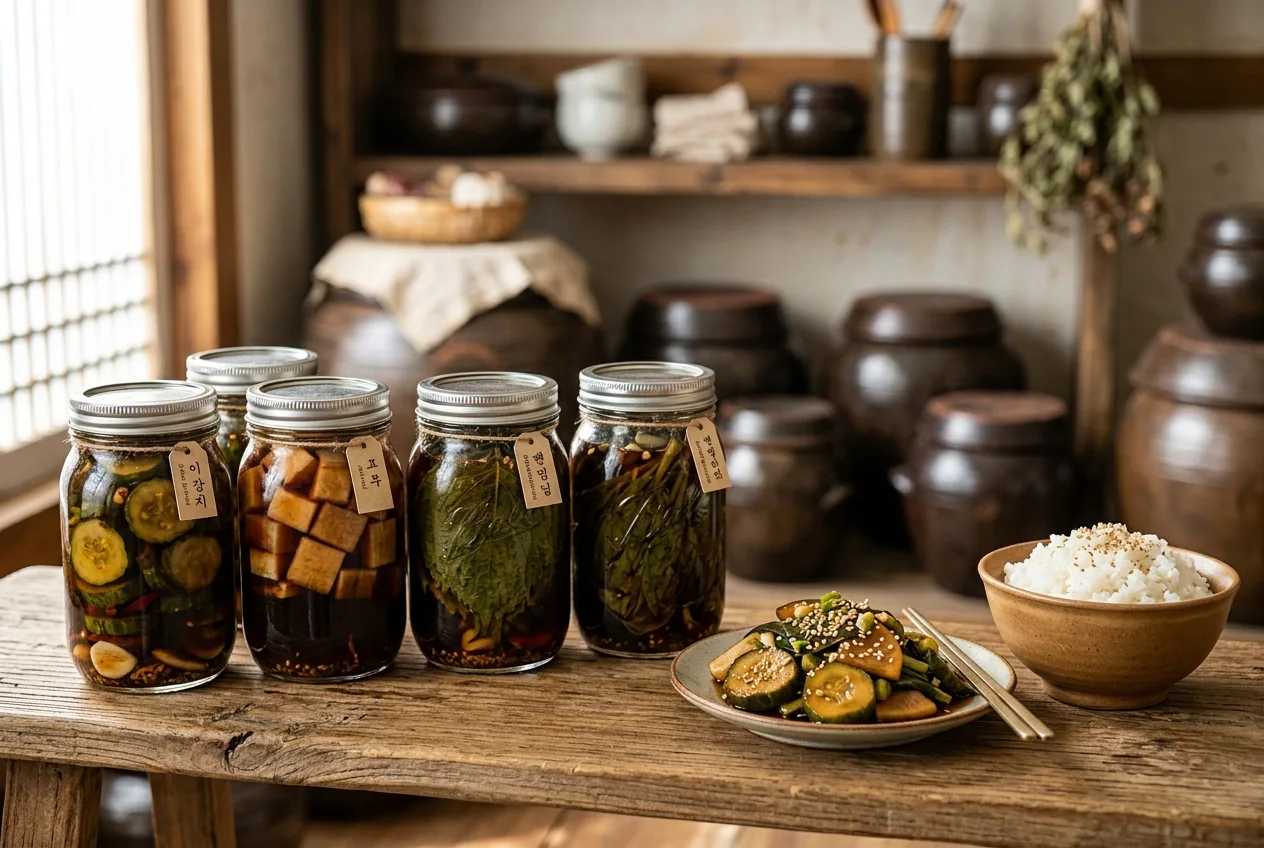Illustration of Jangajji (Soy-Pickled Vegetables)