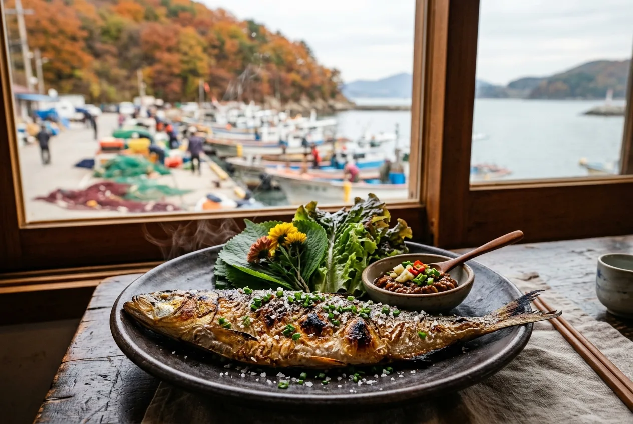Illustration of Jeoneo-gui (Grilled Gizzard Shad)