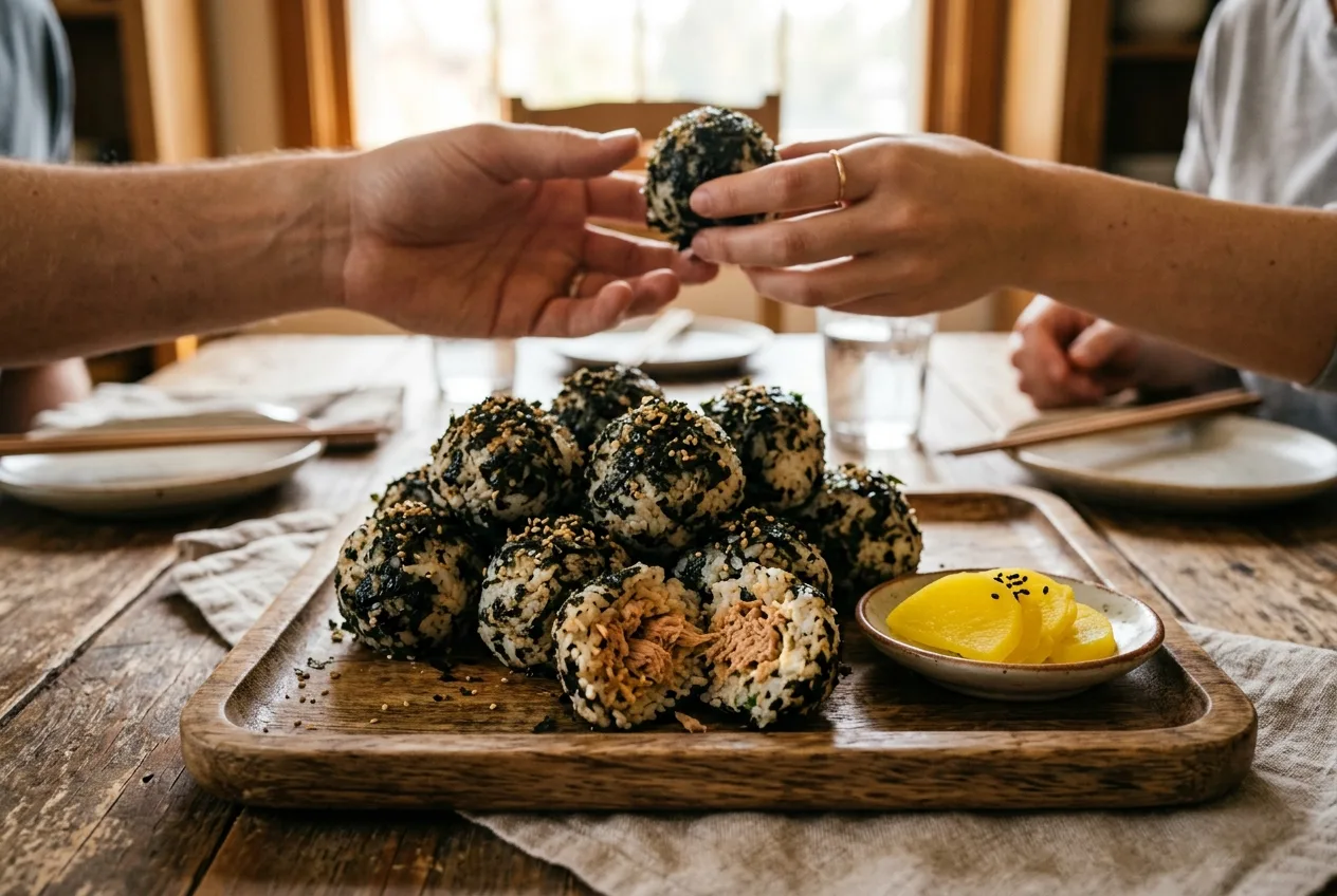 Illustration of Jumeok-bap (Korean Rice Balls)