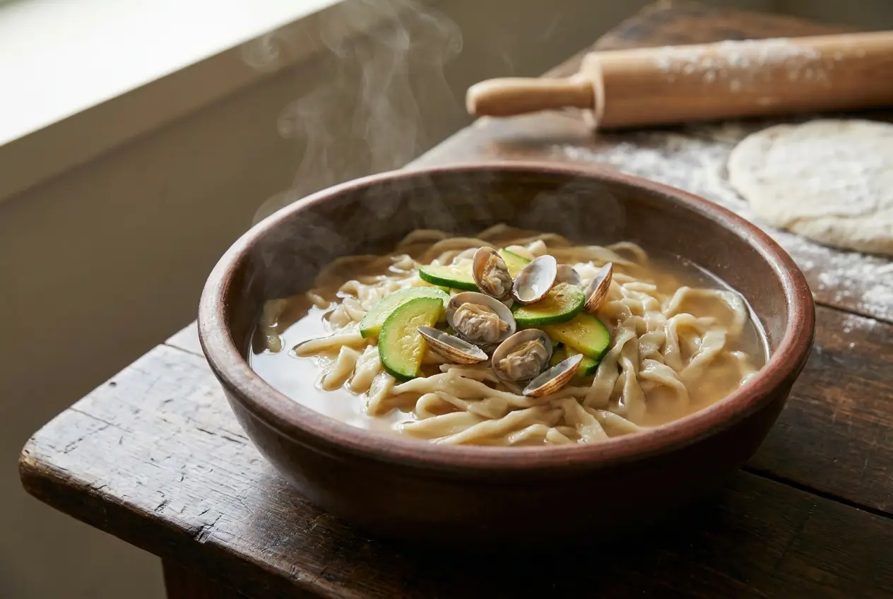 Illustration of Kalguksu (Knife-cut Noodle Soup)