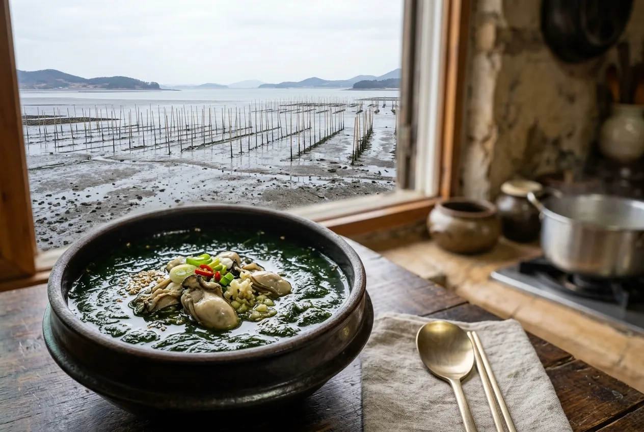 Illustration of Maesaengi-guk (Silky Seaweed Soup)