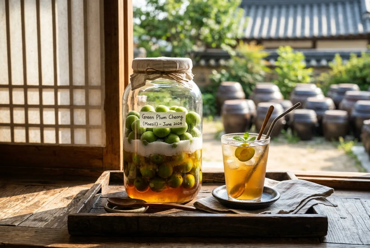 Illustration of Maesil-cheong (Green Plum Syrup)