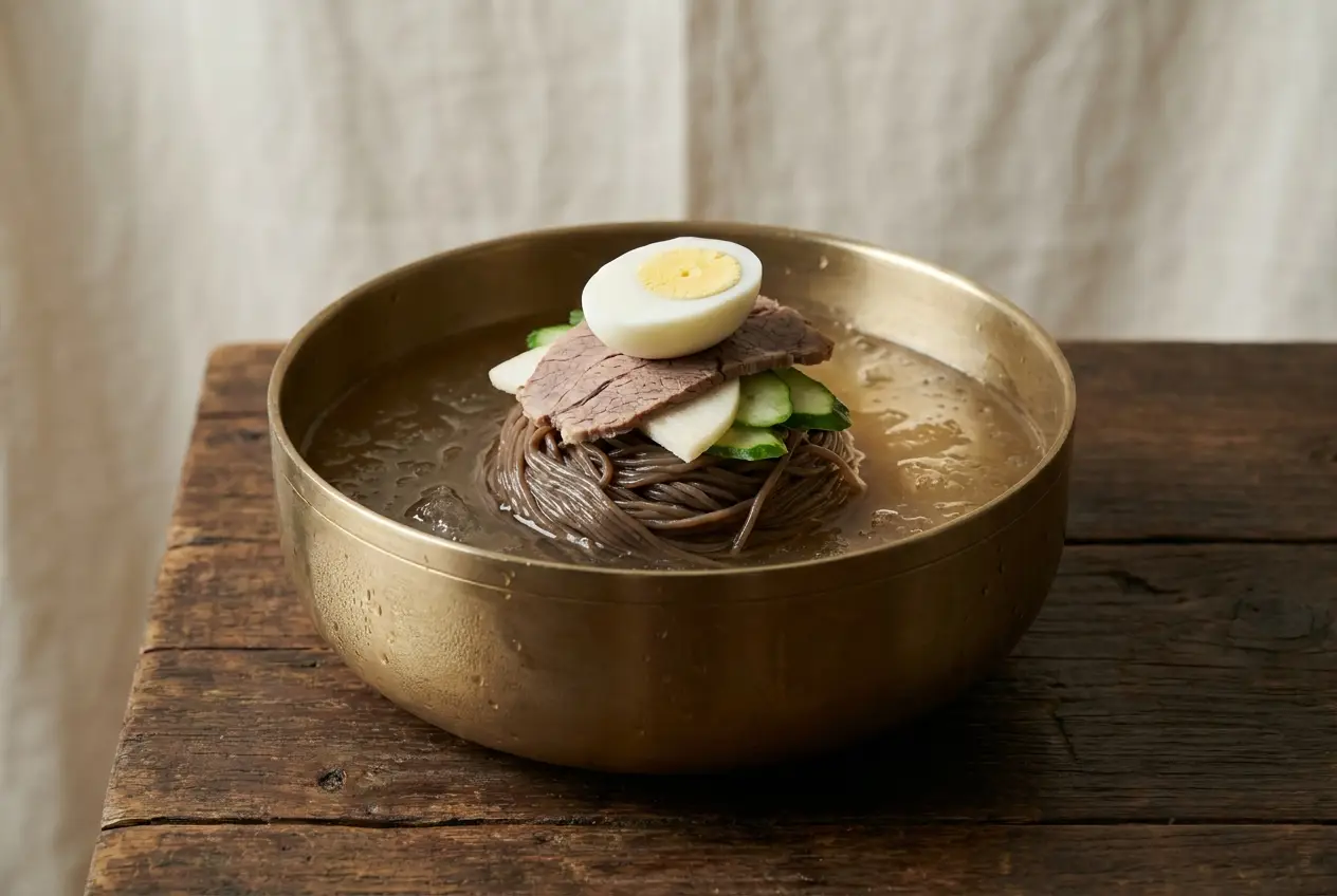 Illustration of Pyongyang Naengmyeon (Cold Buckwheat Noodles)
