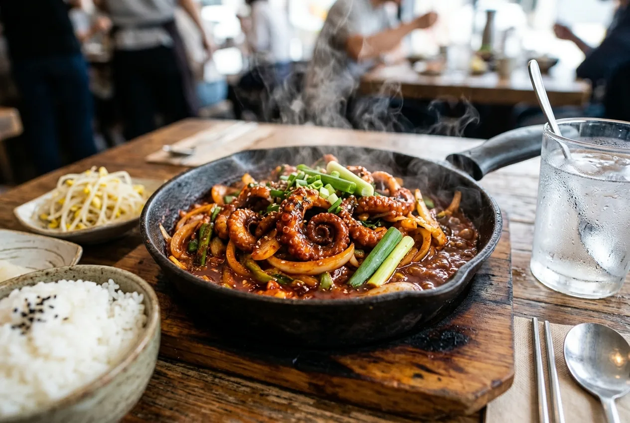 Illustration of Nakji-bokkeum (Spicy Stir-Fried Octopus)