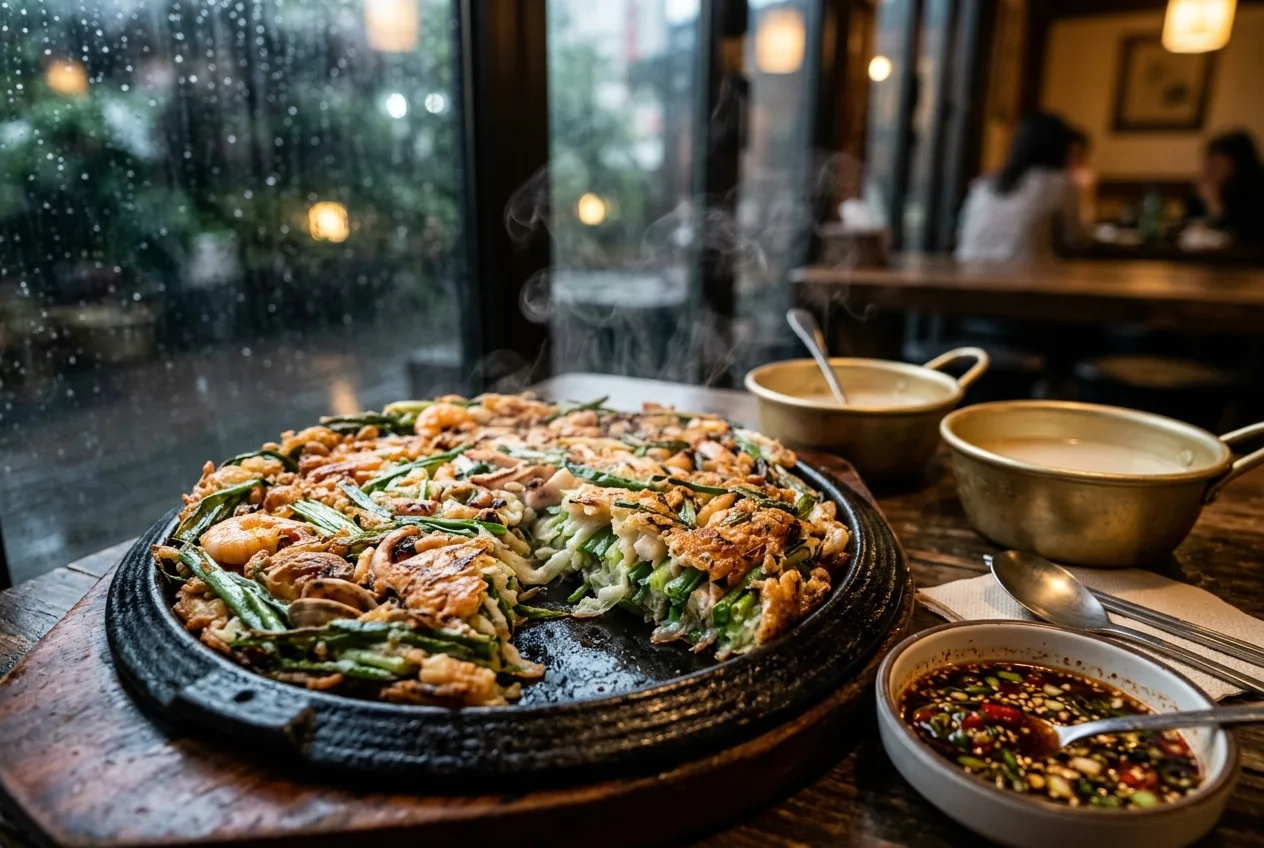 Illustration of Pajeon (Green Onion Pancake)