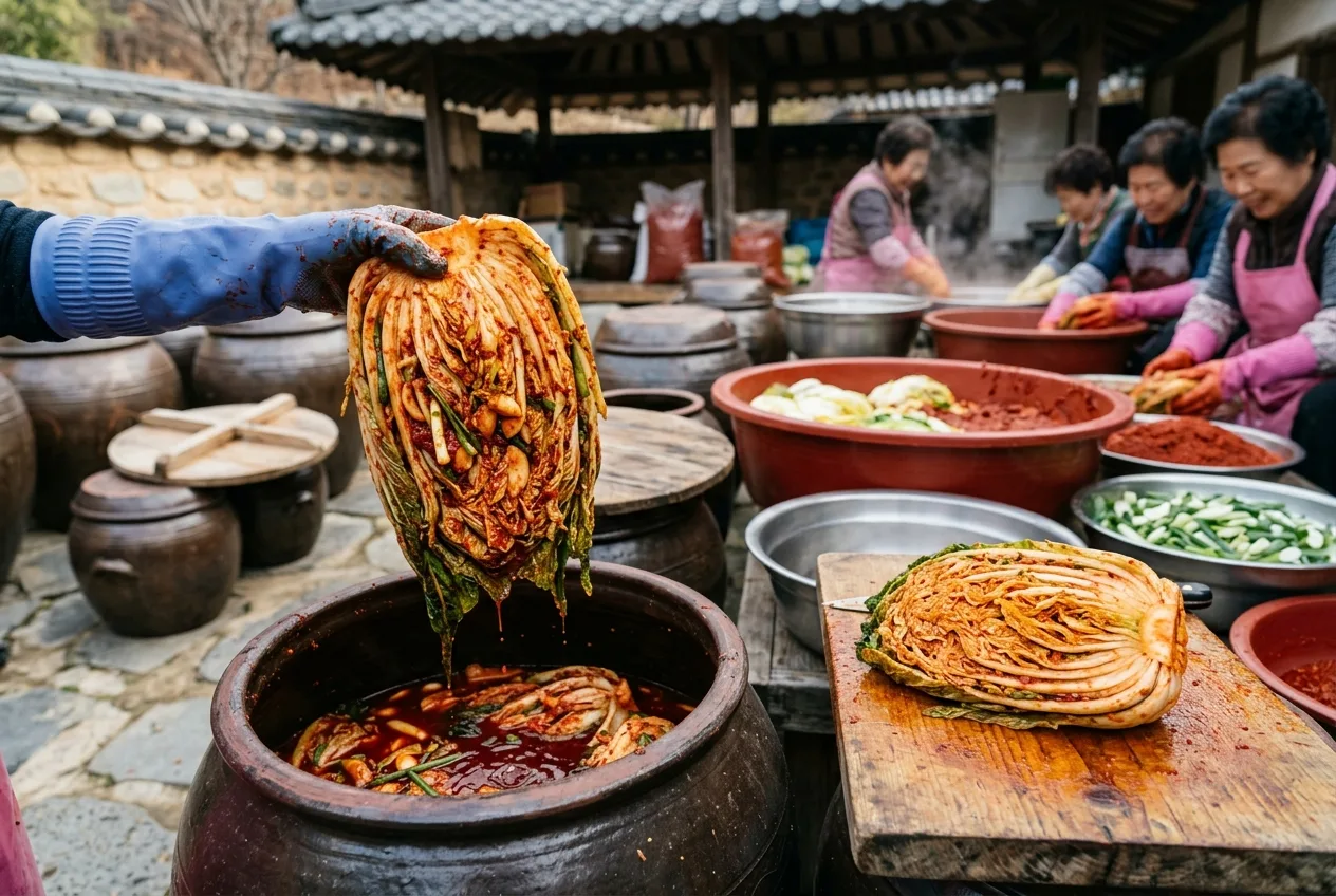 Illustration of Pogi Kimchi (Whole Cabbage Kimchi)