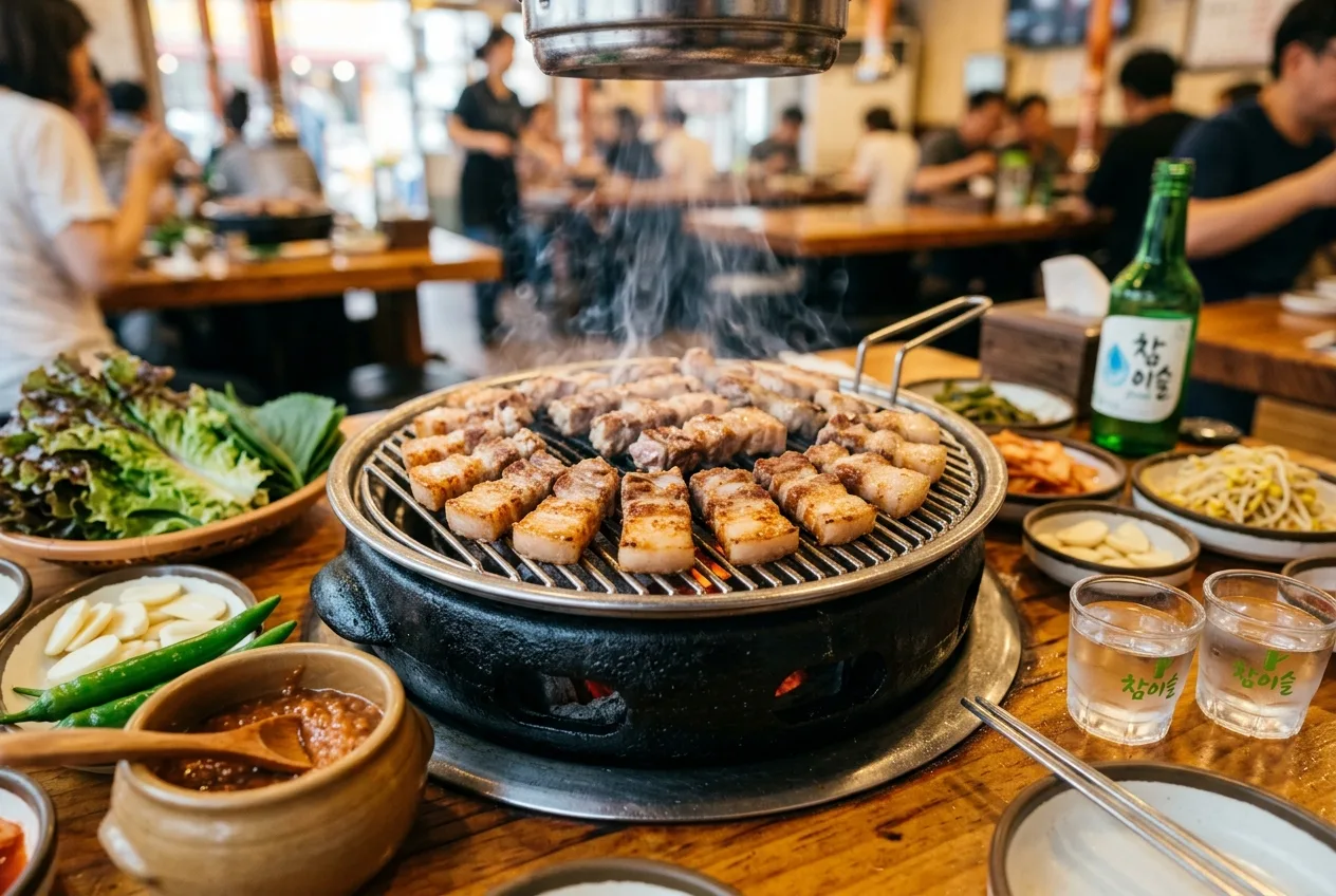 Illustration of Samgyeopsal (Grilled Pork Belly)
