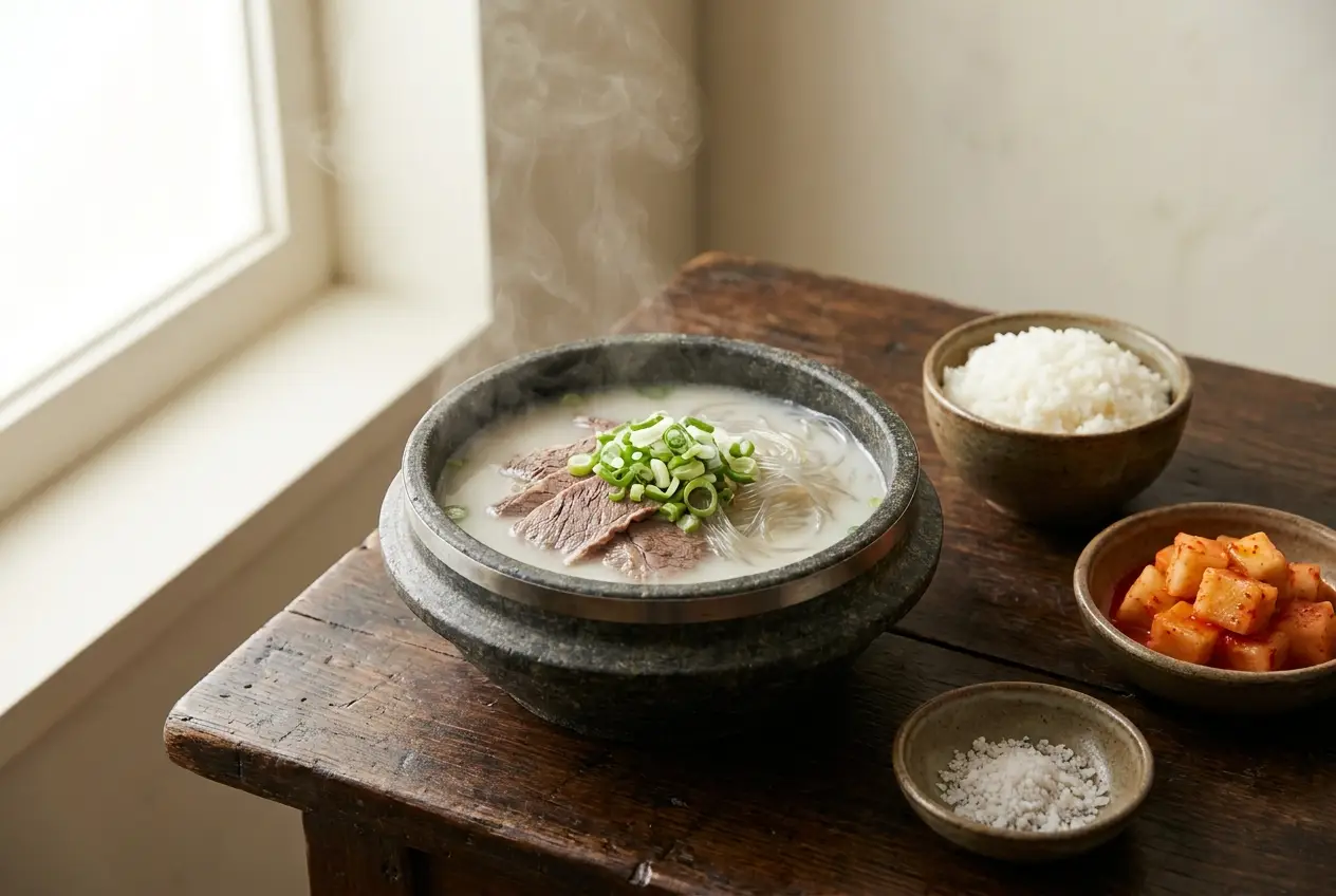 Illustration of Seolleongtang (Ox Bone Soup)