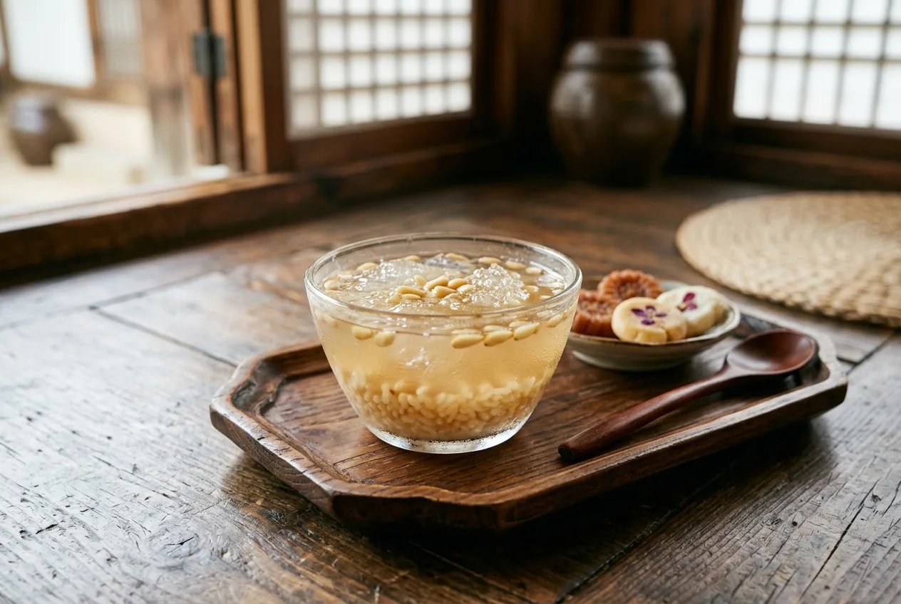 Illustration of Sikhye (Sweet Rice Punch)