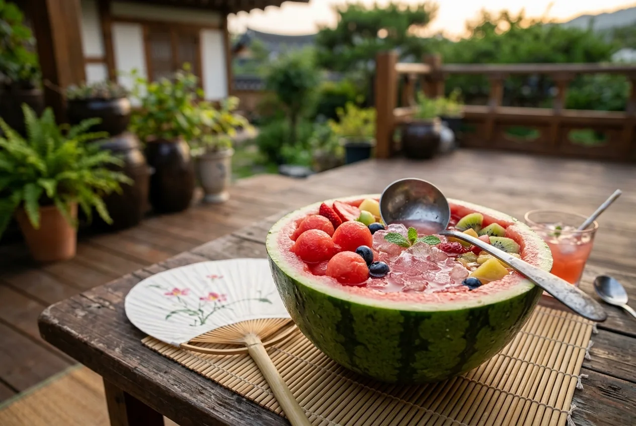 Illustration of Subak-hwachae (Watermelon Punch)