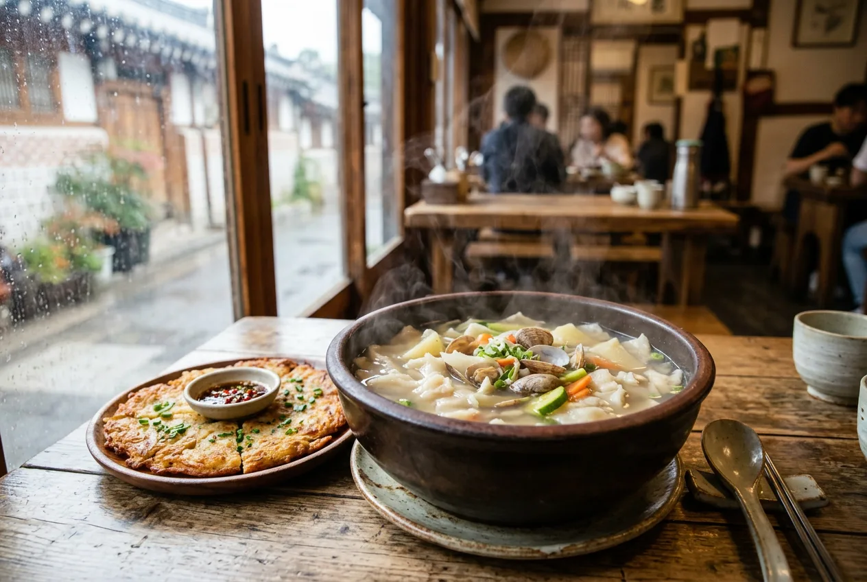 Illustration of Sujebi (Hand-torn Dough Soup)