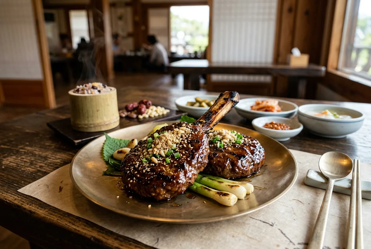 Illustration of Tteok-galbi (Grilled Short Rib Patties)