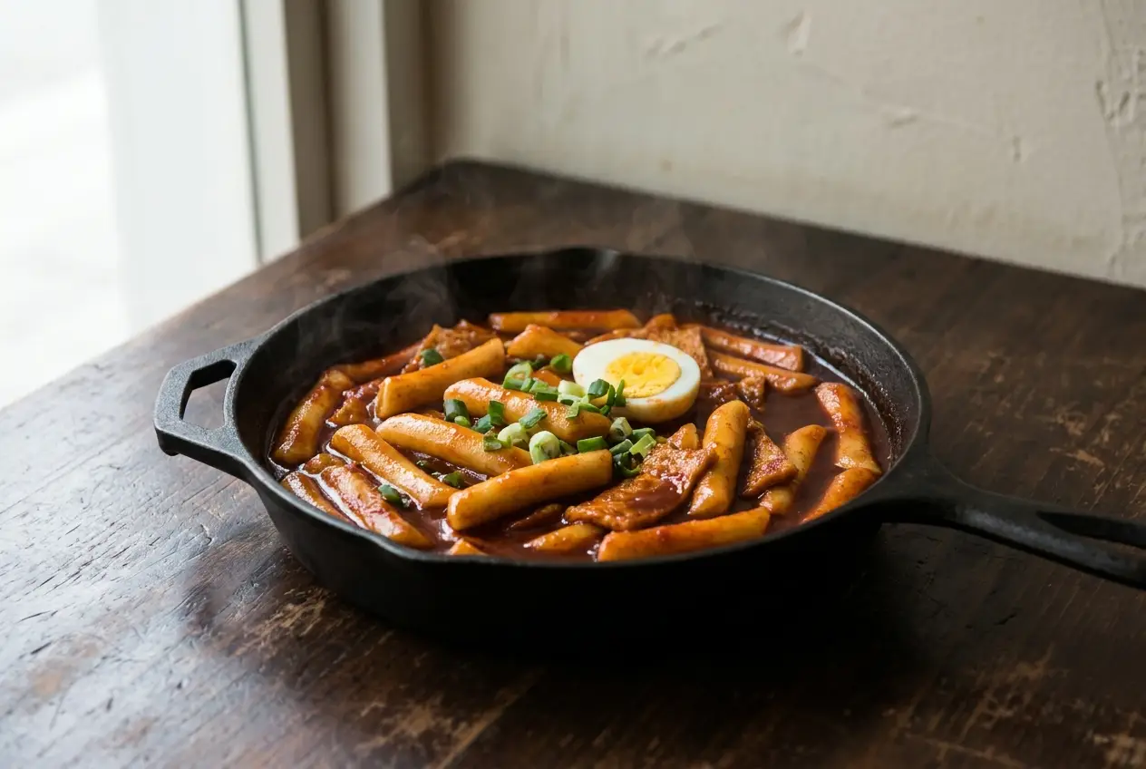Illustration of Tteokbokki (Spicy Rice Cakes)