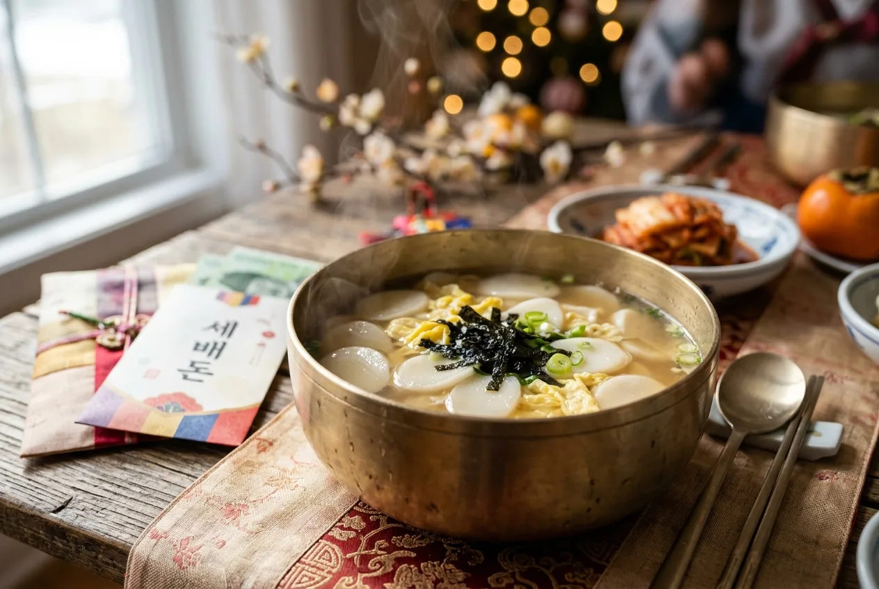 Illustration of Tteokguk (New Year Rice Cake Soup)