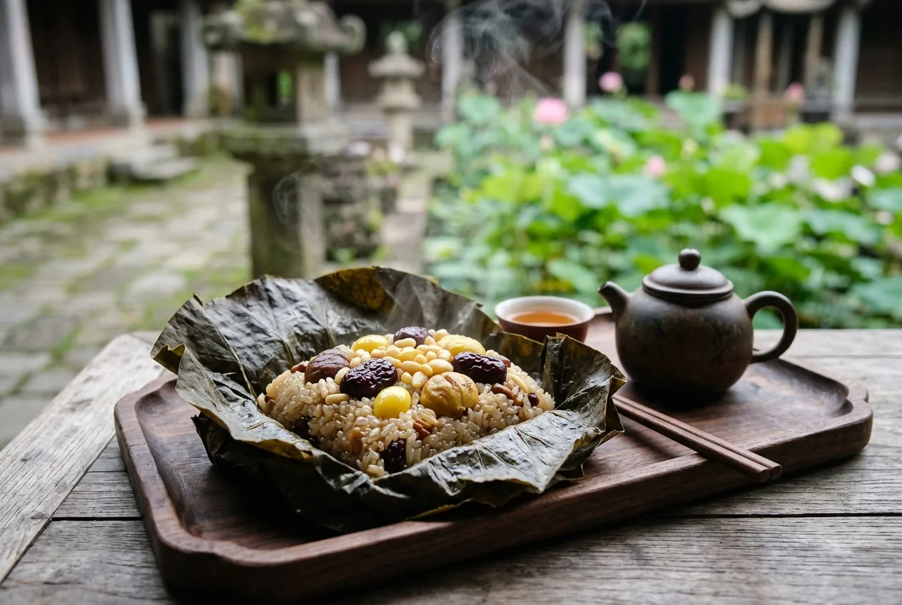 Illustration of Yeonnip-bap (Lotus Leaf Rice)