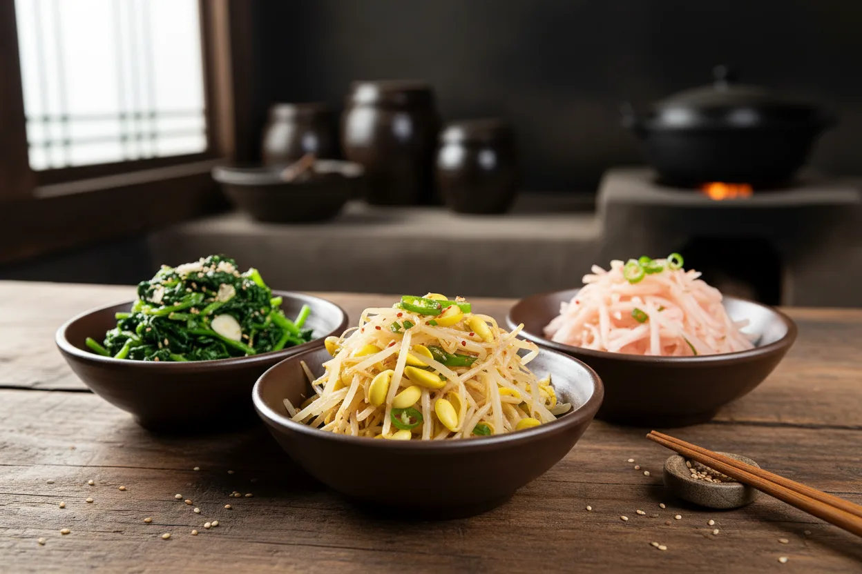 남도백반 조리 3단계: 나물 무치기