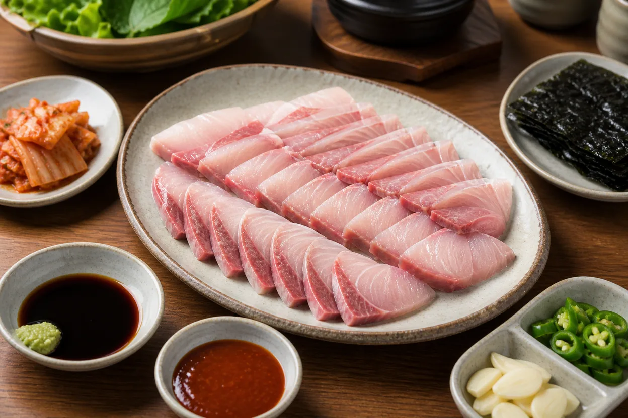 방어회 조리 5단계: 먹는 법 차리기