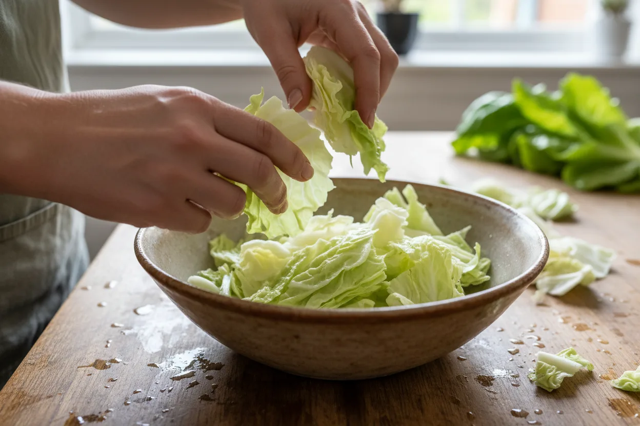 Bomdong Geotjeori (Fresh Spring Cabbage Salad Kimchi) cooking step 2