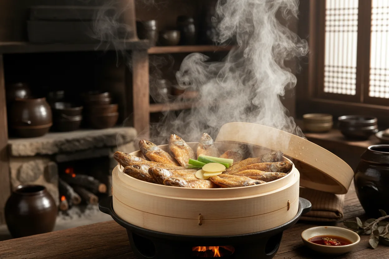 보리굴비 조리 2단계: 찌기