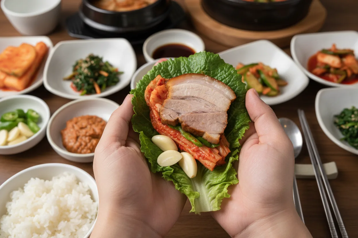 보쌈 조리 5단계: 쌈 싸기