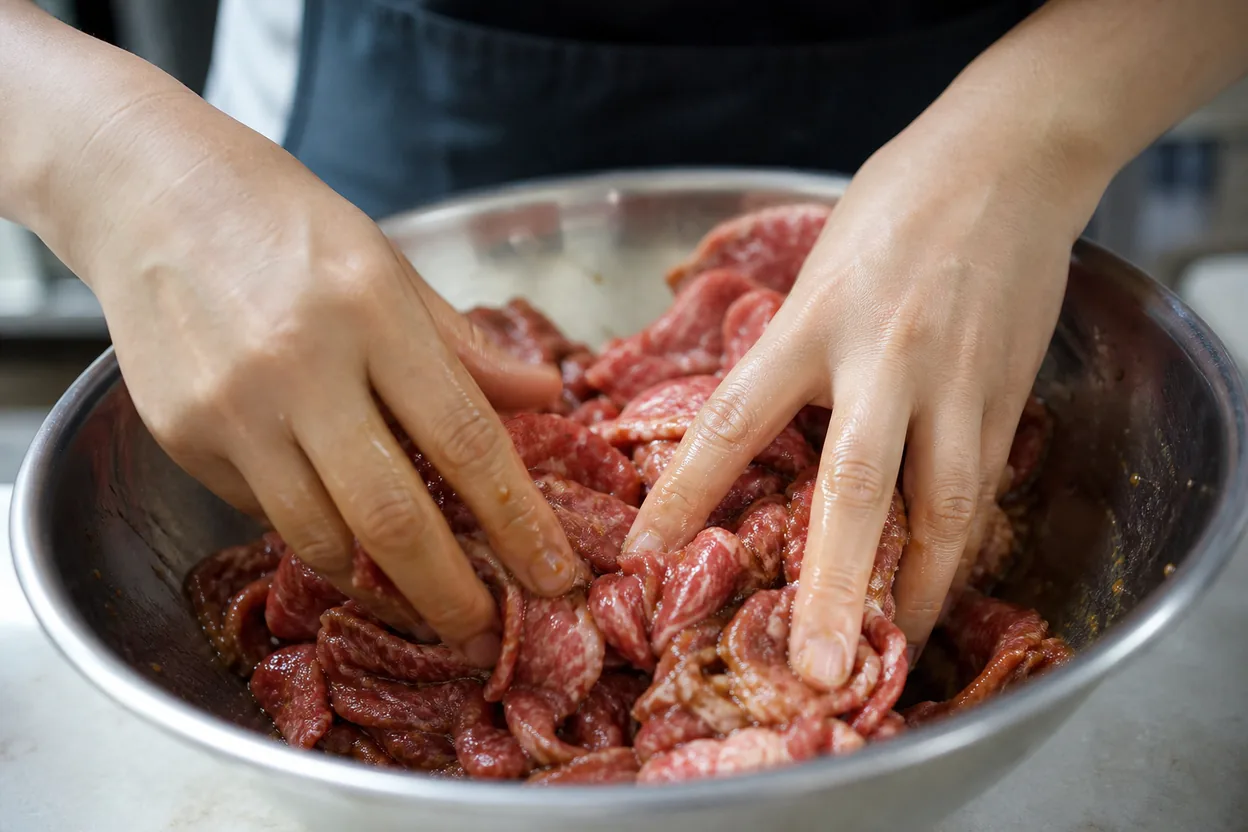 불고기 조리 2단계: 고기 재우기