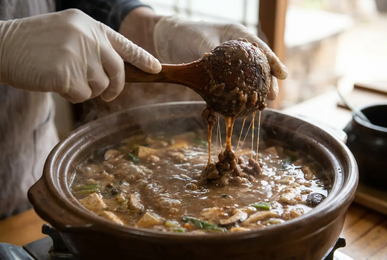 청국장 조리 4단계: 청국장 풀기