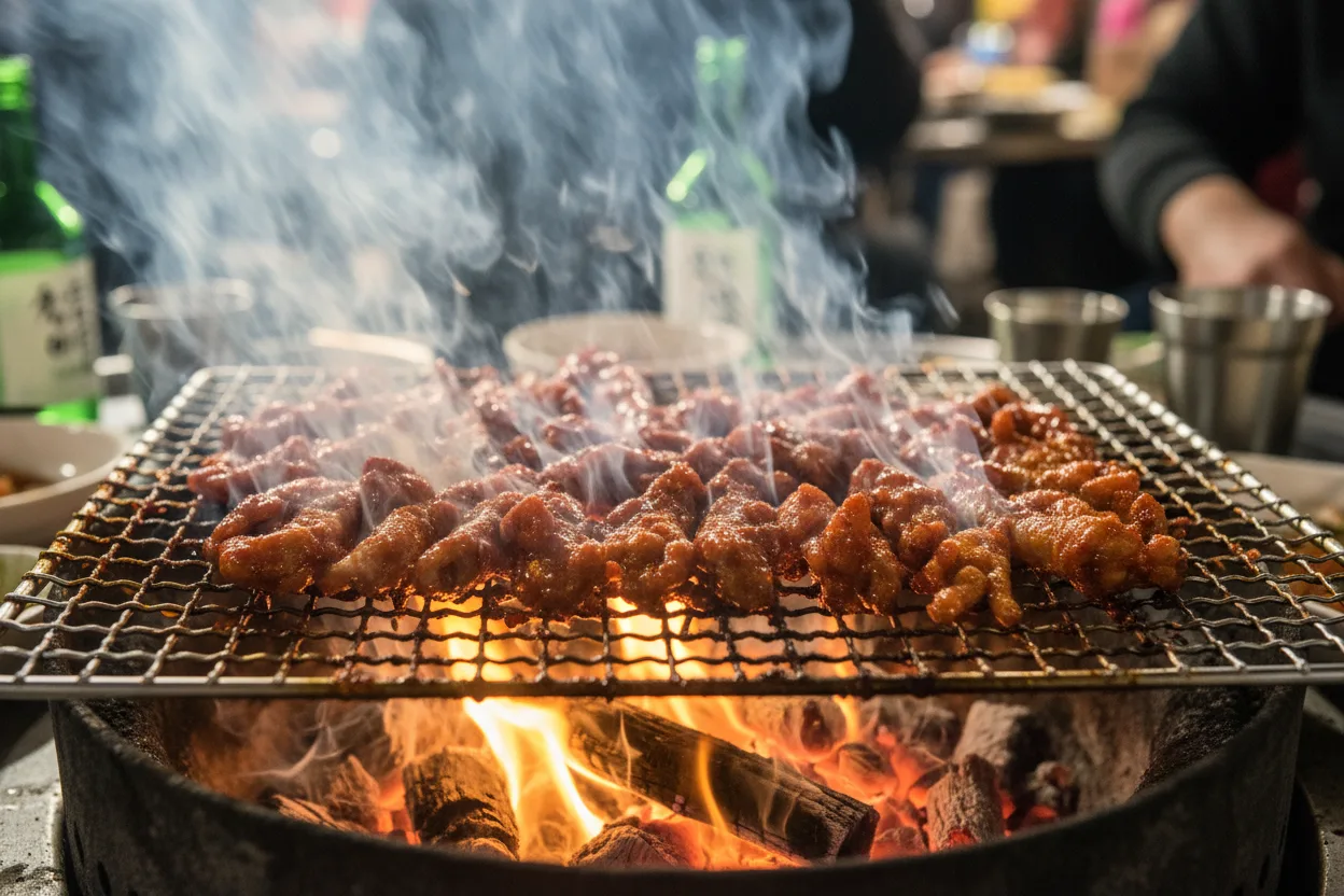 닭발 조리 4단계: 직화로 굽기