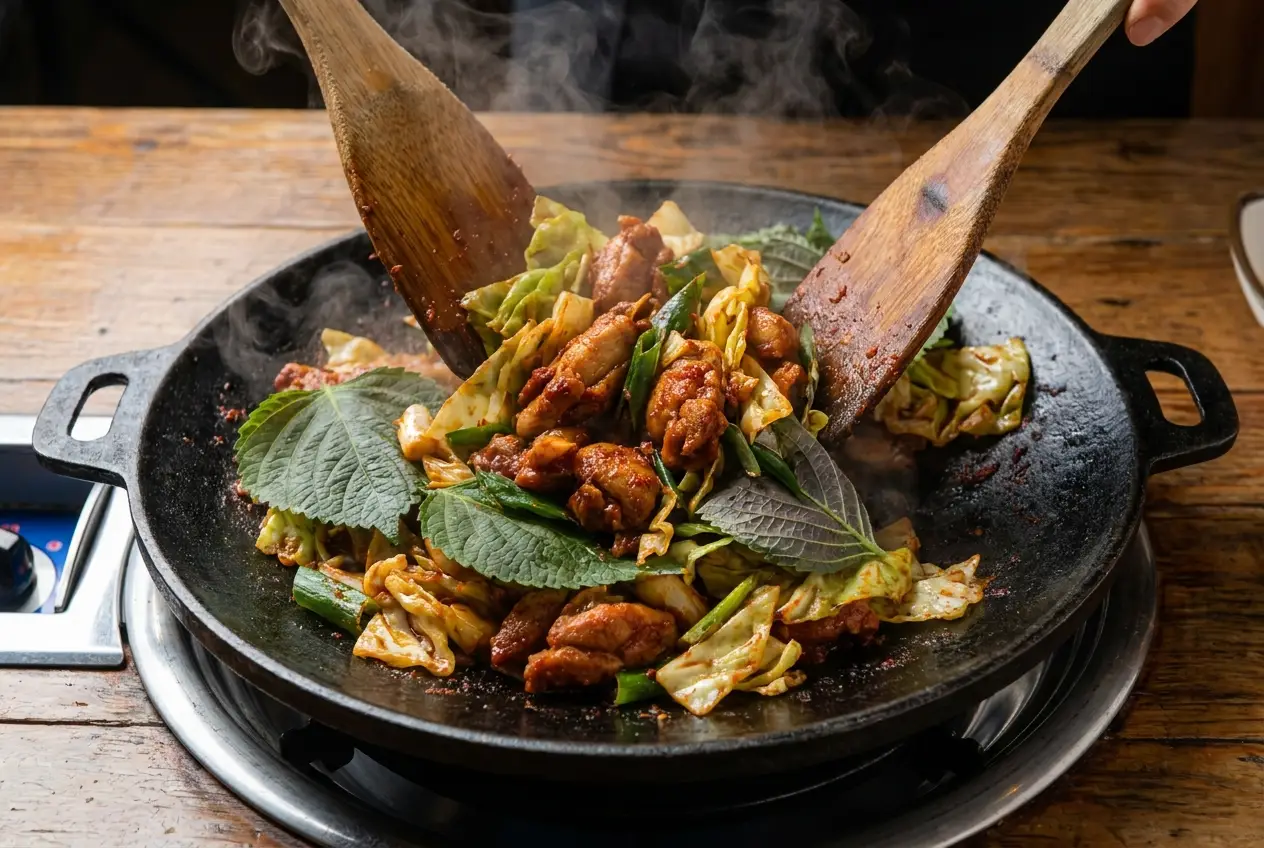 닭갈비 조리 4단계: 채소 넣고 마저 볶기