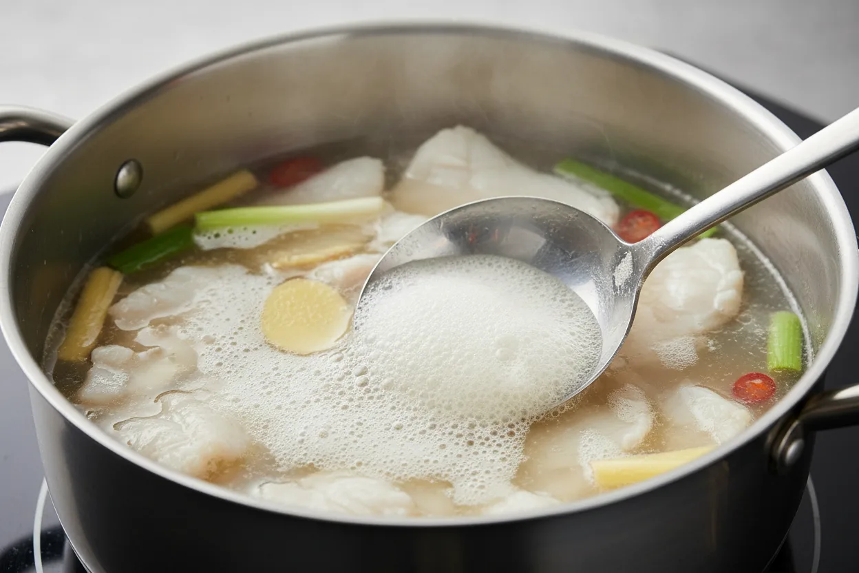도다리쑥국 조리 4단계: 도다리 끓이기