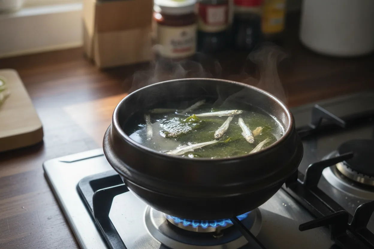 된장찌개 조리 1단계: 육수 내기