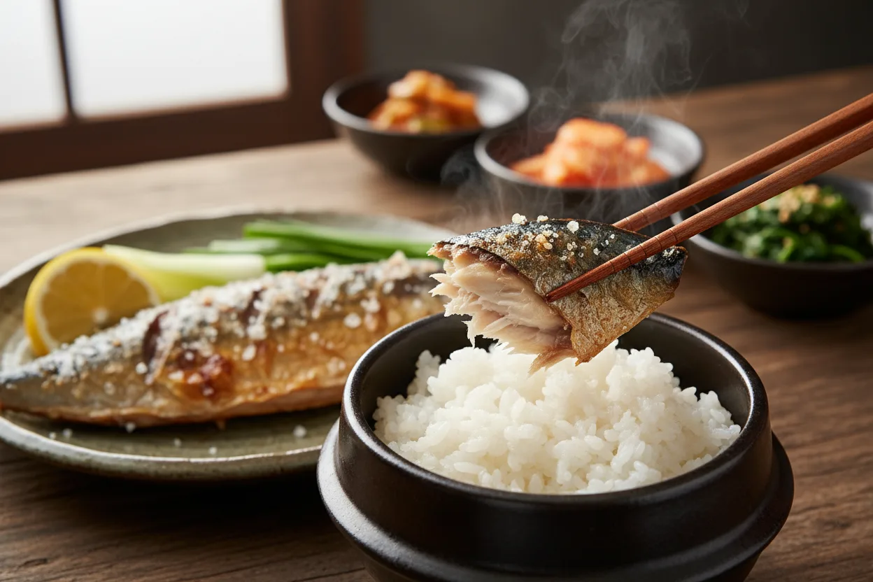 간고등어구이 조리 5단계: 상 차리기