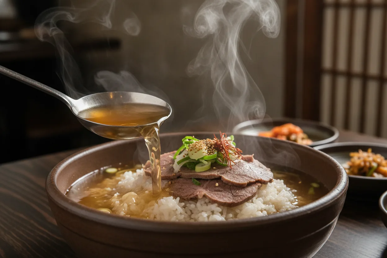 곰탕 조리 5단계: 간 맞추고 토렴하기
