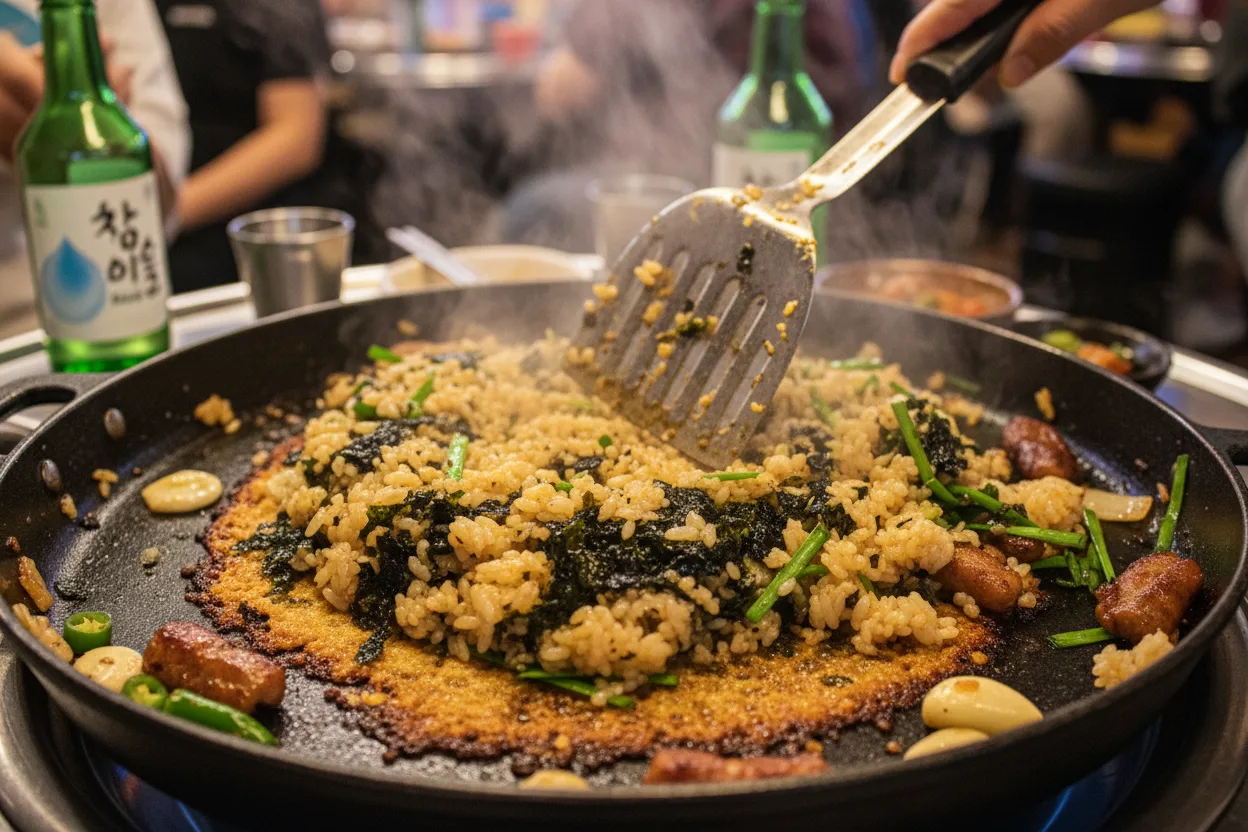 곱창구이 조리 5단계: 볶음밥으로 마무리