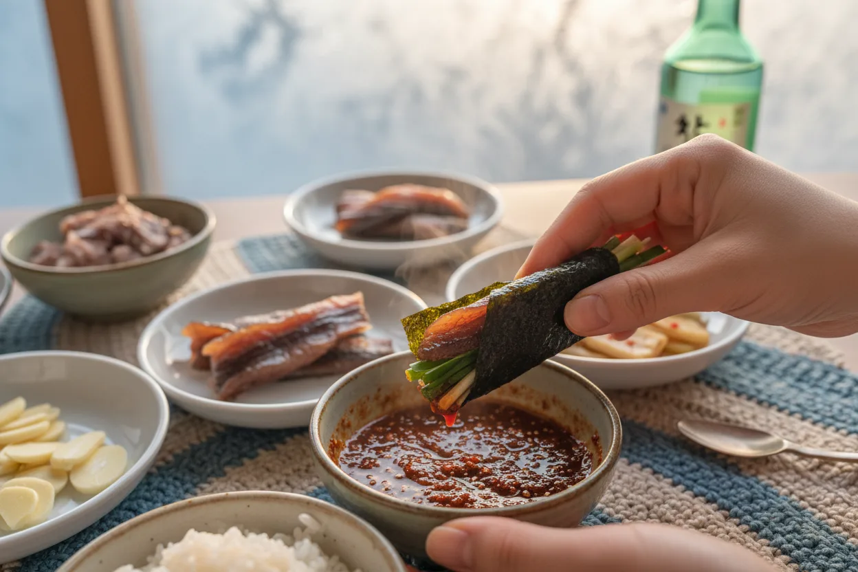 과메기 조리 5단계: 싸 먹기