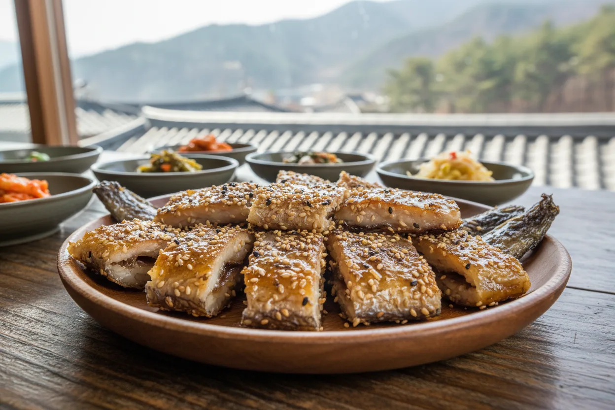 황태구이 조리 5단계: 참기름 발라 내기