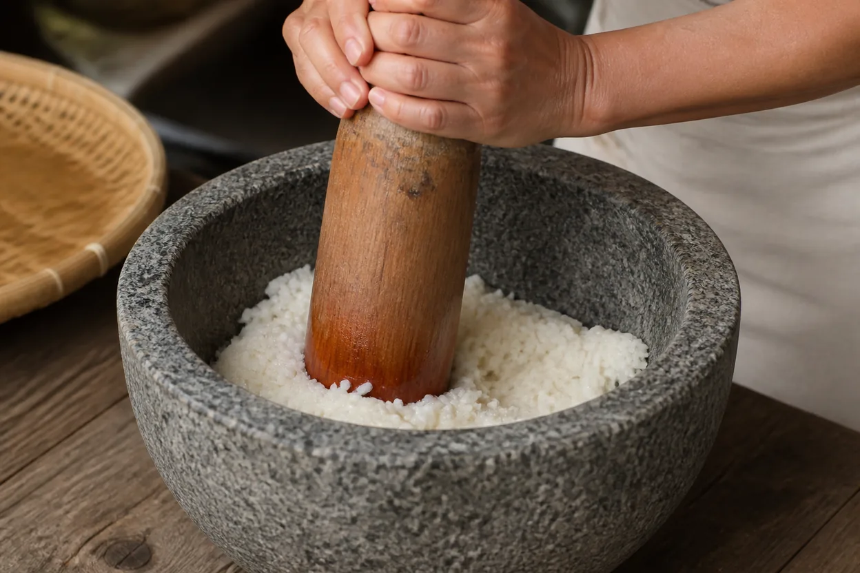 인절미 조리 2단계: 치대기
