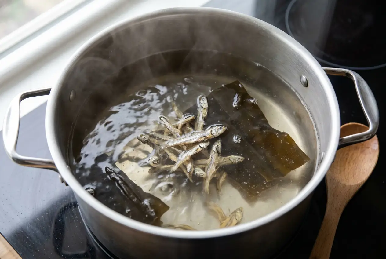 칼국수 조리 2단계: 육수 내기