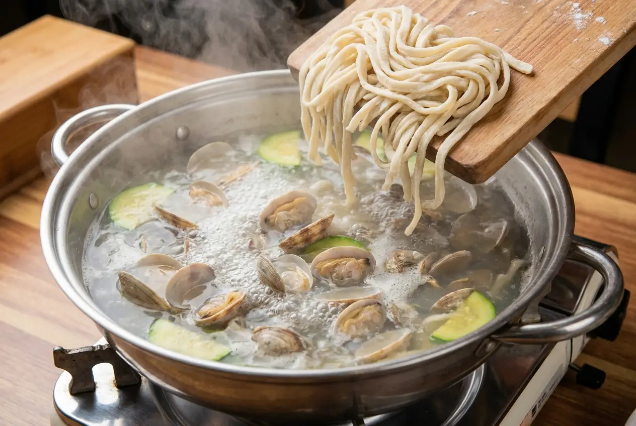 칼국수 조리 5단계: 끓이기