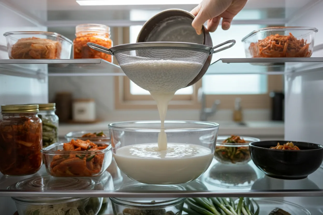 콩국수 조리 3단계: 콩국 차게 식히기