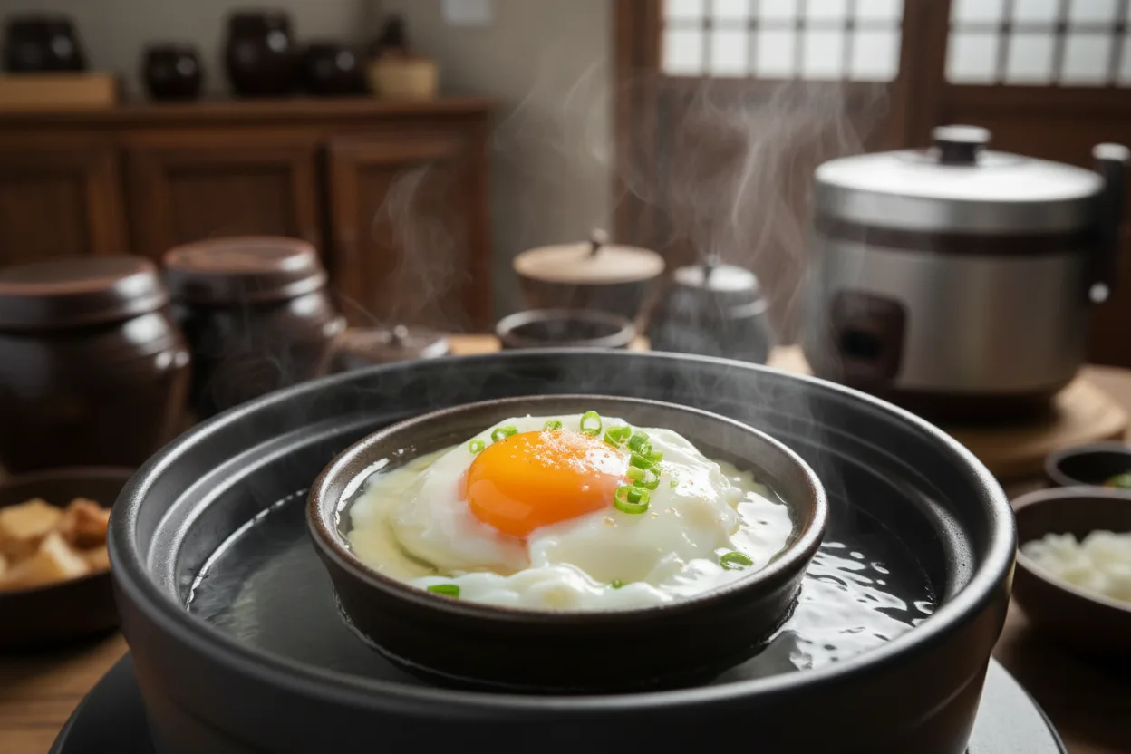 콩나물국밥 조리 3단계: 수란 만들기