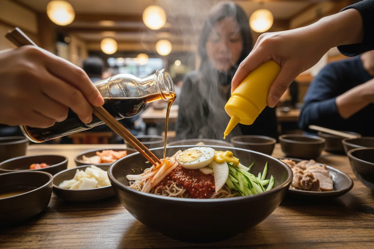 막국수 조리 5단계: 셀프 튜닝해서 먹기