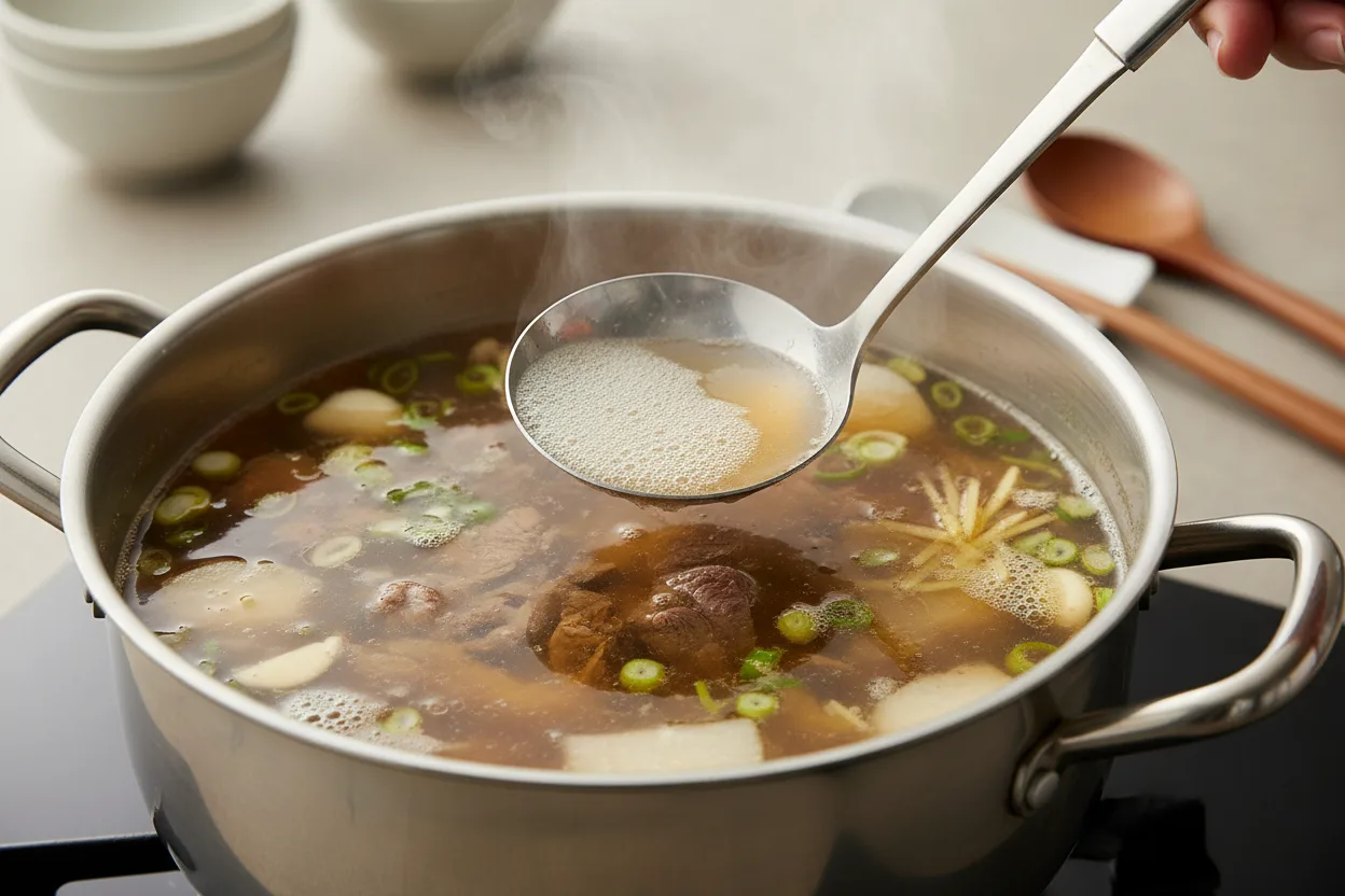 만둣국 조리 3단계: 육수 끓이기
